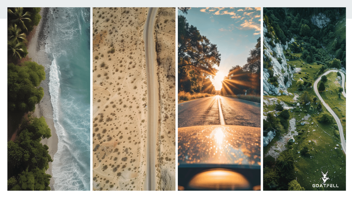 birdseye view of roads in various landscapes